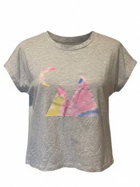 ZYIA Active Moon Mountain TShirt Heathered Gray Cotton